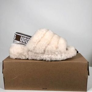 UGG FLUFF YEAH Sandals Slide Natural - Women Size 6